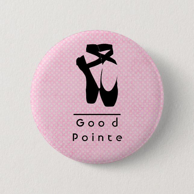 Gut Pointe. Black Ballet Shoes En Pointe Button (Vorderseite)