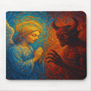 „Gut und Böse – Abstrakte Engel- und Dämonenmalere Mousepad