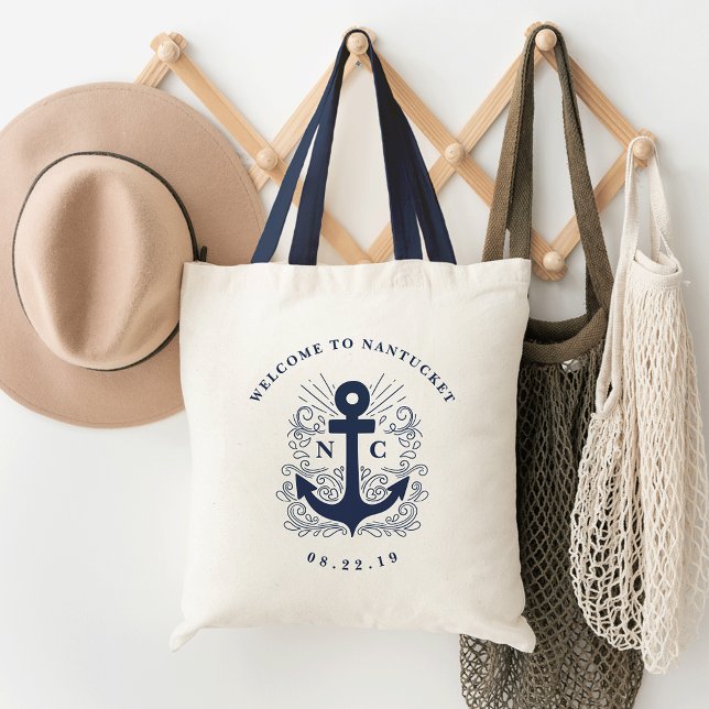 gut verankert | Nautical Wedding Welcome Bag Tragetasche (Von Creator hochgeladen)