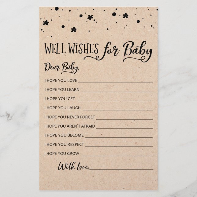 Gut Wünsche für Baby Game Baby Dusche Party (Vorderseite)