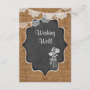 Gut wünschen   Mason Jar, Lace, Burlap, Chalkboard Begleitkarte