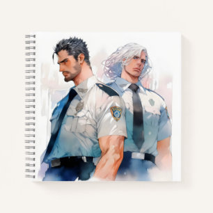 Gutaussehende Polizisten Wasserfarben Anime Notizbuch