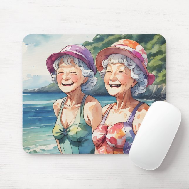 Gute alte Ladys am Strand Mousepad (Mit Mouse)