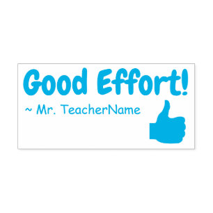 "Gute Anstrengung!" + Teacher's Name Rubber Briefm Permastempel