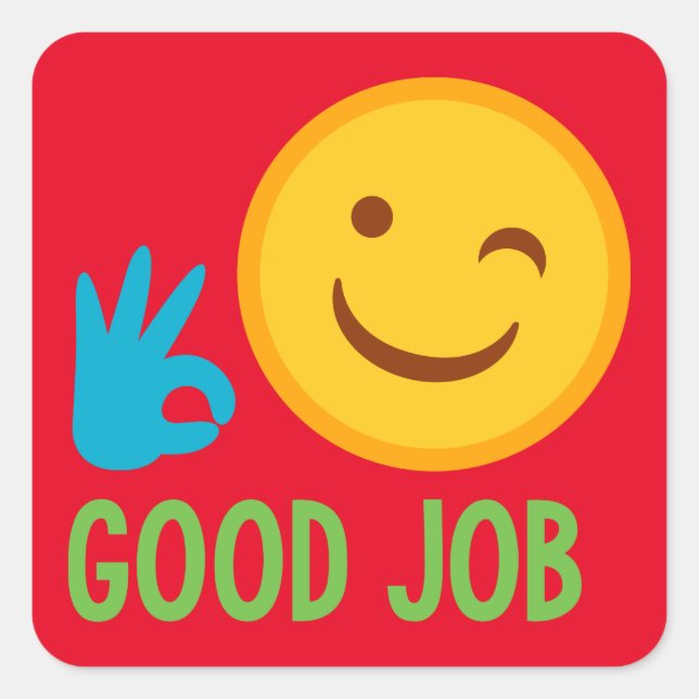 Gute Arbeit Emoji Quadratischer Aufkleber (Vorderseite)