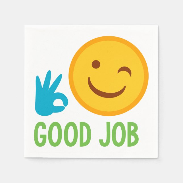 Gute Arbeit Emoji Serviette (Vorderseite)