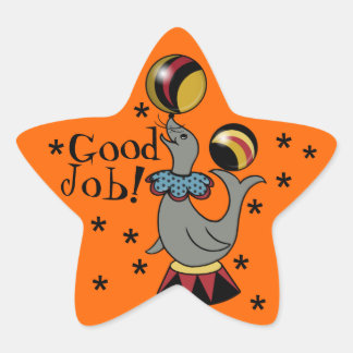 Gute Arbeit! Juggling Siegel Orange Star Reward Stern-Aufkleber