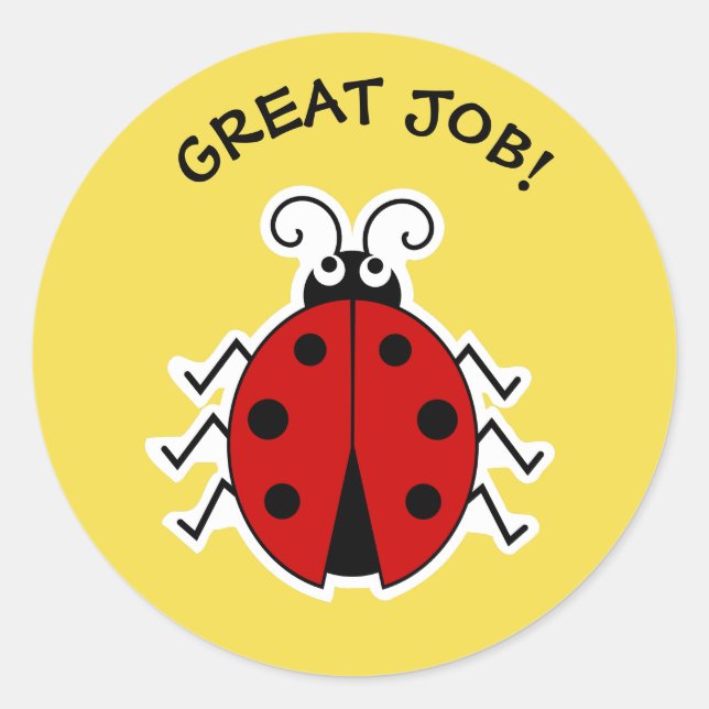 Gute Arbeit Ladybug Lehrer gelb Runder Aufkleber (Vorderseite)