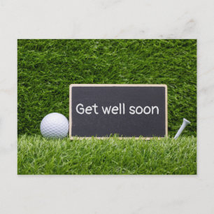 Gute Besserung Golfer mit zwei Golfbällen und Tee Postkarte