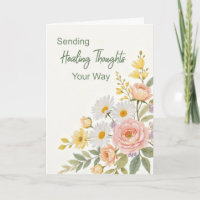 Gute Besserung mit heilenden Gedanken und Blumen