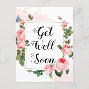 Gute Besserung, Wasserfarbe Rosen Hintergrund, ind Postkarte