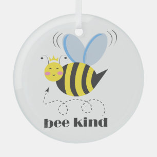 Gute Bienenprinzessin mit Krone und Slogan Bee Kin Ornament Aus Glas