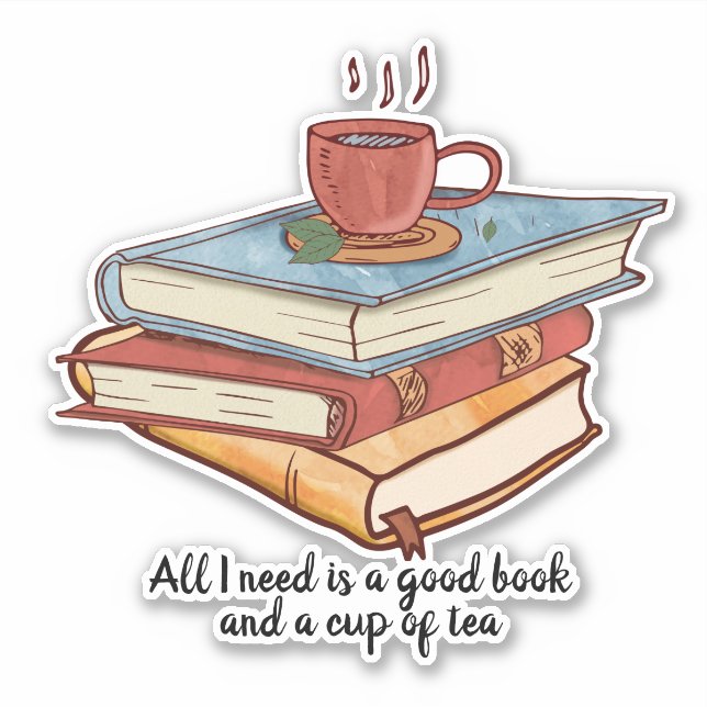Gute Buch Tasse Tee lesen Tasse niedlich Aufkleber (Vorderseite)