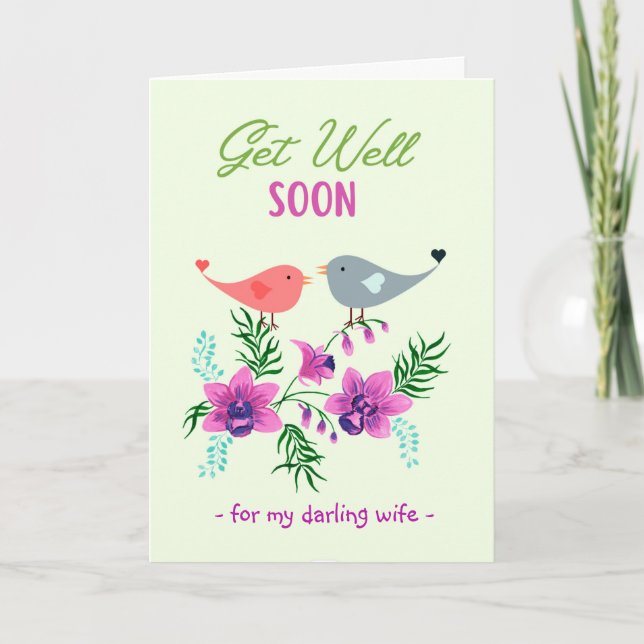 Gute Chancen für Ehefrauen Blume und Vögel Karte (Vorderseite)