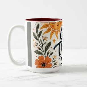 Gute Dinge Brauchen Zeit Boho Sonne und Mond Inspi Zweifarbige Tasse