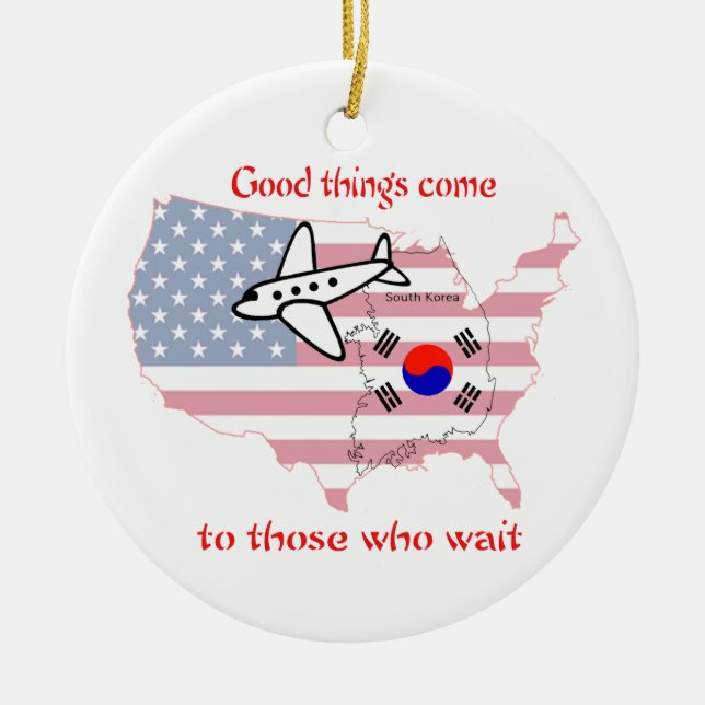 Gute Dinge kommen - koreanische Adoption Keramik Ornament (Vorne)