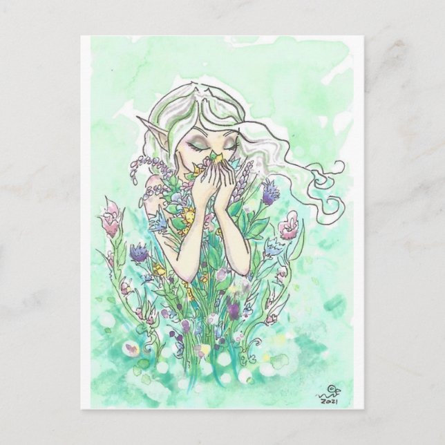 Gute Düfte Blume Blumenzauber Fairy Fantasy Kunstd Postkarte (Vorderseite)