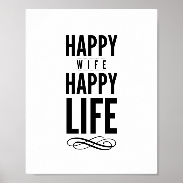 Gute Ehefrau Typografisches Zitat in Weiß drucken Poster (Vorne)