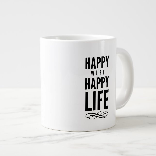 Gute Ehefrau Weiße Wörter Zitat weiß Jumbo-Tasse (Vorderseite Rechts)