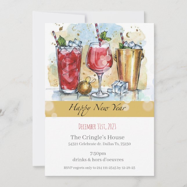 Gute Einladung zum neuen Jahr (Vorderseite)