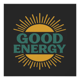 Gute Energie- Retro-Sonnenstrahl Positive Vibes De Poster
