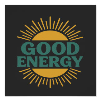Gute Energie- Retro-Sonnenstrahl Positive Vibes De Poster