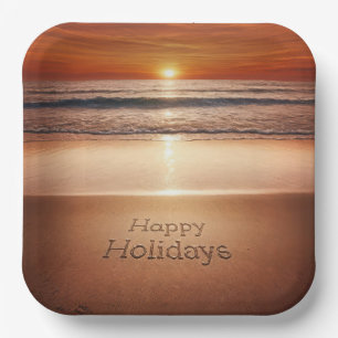 Gute Ferien am Strand Sand Pappteller