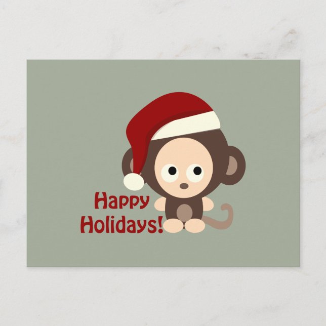 Gute Ferien! Baby Monkey Feiertagspostkarte (Vorderseite)