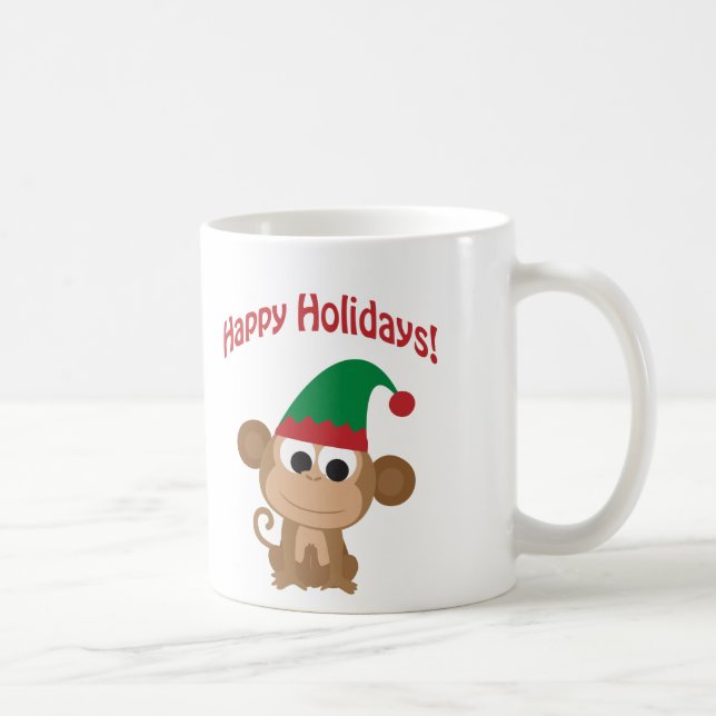 Gute Ferien! Monkey Christmas Elf Kaffeetasse (Rechts)