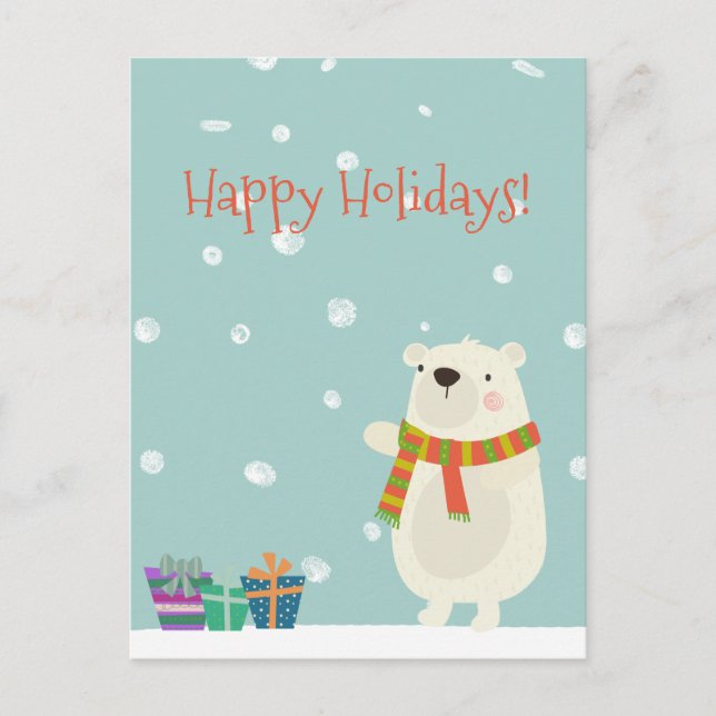 Gute Ferien! Niedlicher Eisbär Weihnachten Postkarte (Vorderseite)