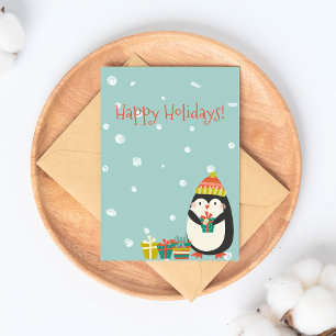 Gute Ferien! Niedlicher Pinguin   Weihnachten Postkarte
