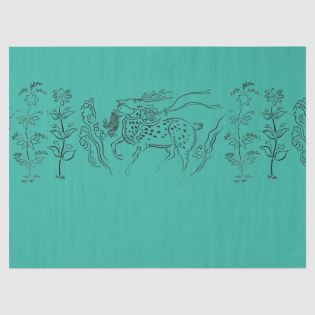 Gute Ferien! Rentier auf Green Seidenpapier (Vorderseite)