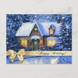 Gute Ferien. Snowy Village Malerei Weihnachten Postkarte