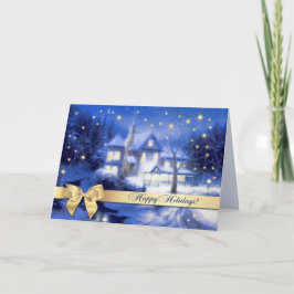 Gute Ferien. Snowy Village Scene Weihnachten
