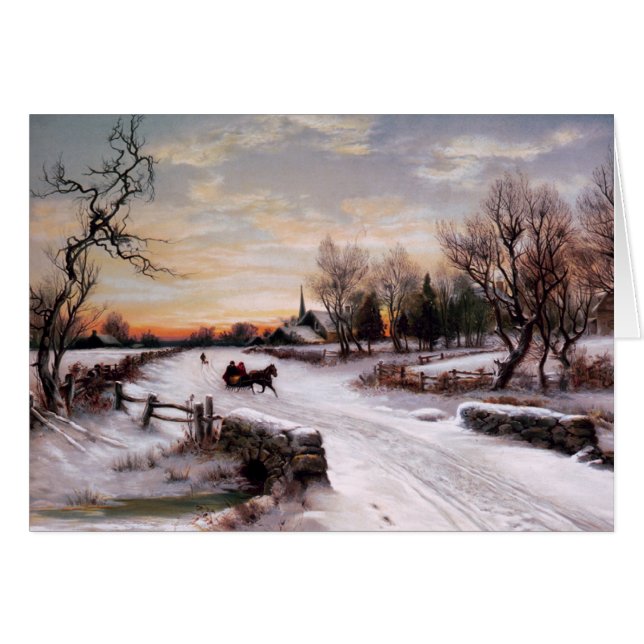 Gute Ferien. Vintage Winterskarte (Vorderseite (Horizontal))