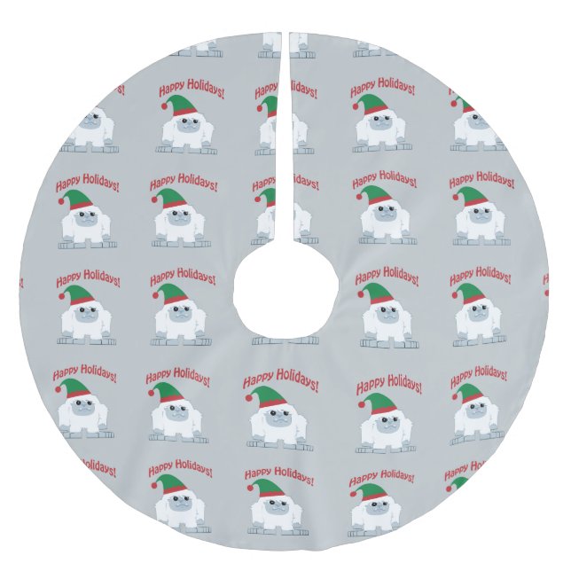 Gute Ferien! Weihnachten Yeti Polyester Weihnachtsbaumdecke (Vorderseite)