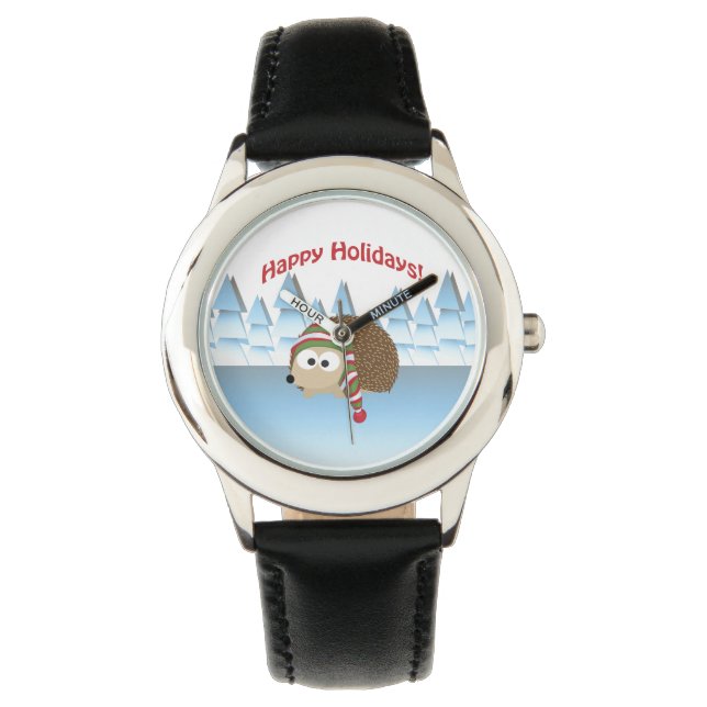 Gute Ferien! Winter Igel Armbanduhr (Vorderseite)
