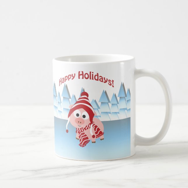 Gute Ferien! Winterschwein Kaffeetasse (Rechts)