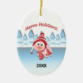 Gute Ferien! Winterschwein Keramikornament