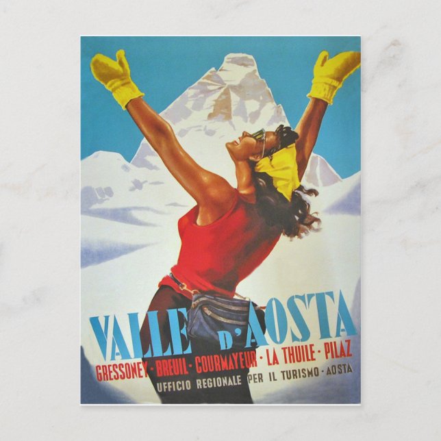 Gute Frau im Aostatal, Italien. Vintage Postkarte (Vorderseite)