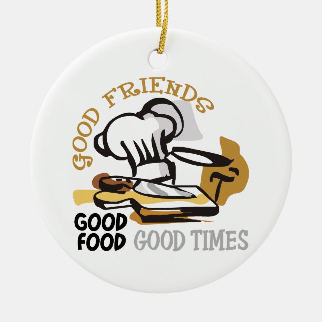 Gute Freunde, Essen und Zeit Keramik Ornament (Vorne)