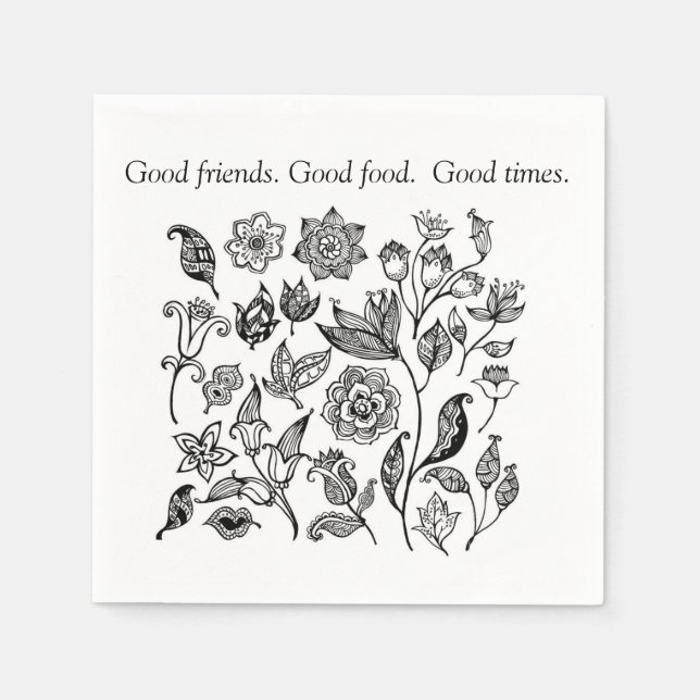 Gute Freunde. Gutes Essen, gute Zeiten Servietten (Vorderseite)