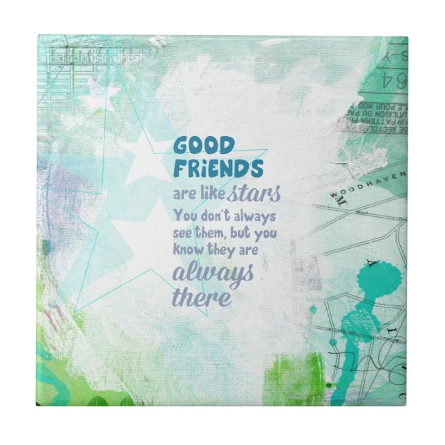 Gute Freunde sind wie Sterne Fliese (Vorderseite)
