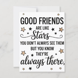 Gute Freunde sind wie Sterne Inspiration Zitat Postkarte