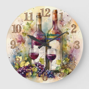 Gute Freunde Wein zusammen Große Wanduhr