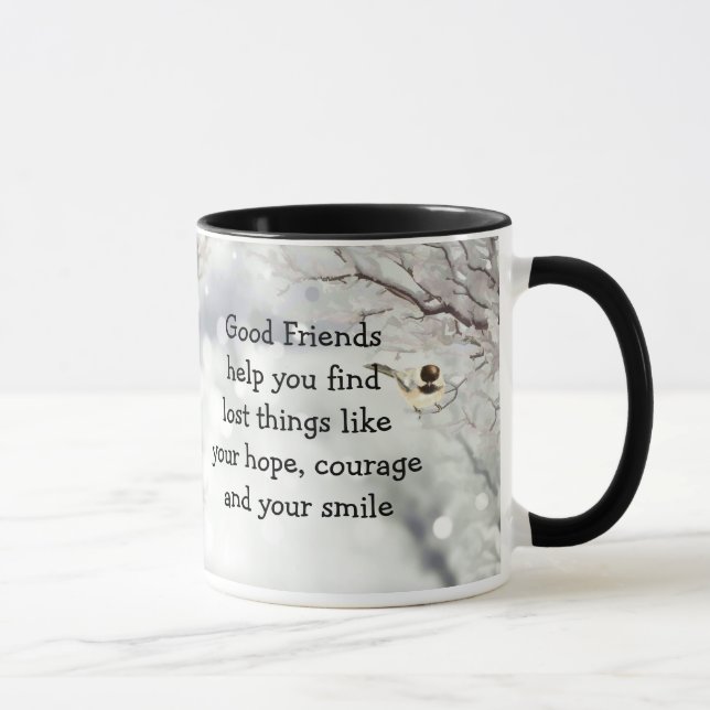 Gute Freundschaften Zitat Niedliche Vogelkunst Tasse (Rechts)