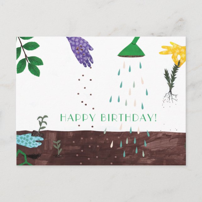 Gute Gartensaison | Gardener Happy Birthday Postkarte (Vorderseite)