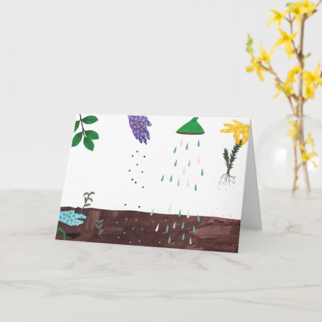 Gute Gartensaison | Gardener Illustration Karte (Gelbe Blume)