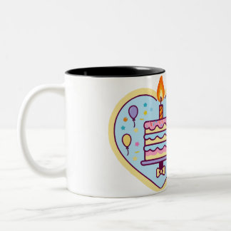 Gute Geburtstags-Tasse mit Cake & Candle Design Zweifarbige Tasse