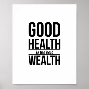 gute gesundheitsinspirierende Zitat schwarze Typog Poster